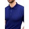 Erkek Yazlık Triko Tişört Kısa Kol Polo Yaka Düğmeli T-shirt - Lacivert