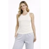 Fitilli Atlet Sıfır Yaka Slim Fit Arka Baskılı Spor Atlet - Krem