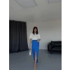 Gabardin Uzun Önden Yırtmaçlı Etek - Saks