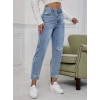 Kadın Açık Mavi Yırtık Mom Fit Kot Pantolon