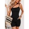 Kadın Asimetrik Askılı Mini Kaşkorse Bodycon Tulum