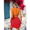 Kadın Askılı Bisiklet Yaka Yandan Açık Mini Aerobin Elbise