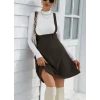 Kadın Askılı Düğmeli Mini Süet Elbise