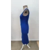 Kadın Askılı Kare Yakalı Önden Düğmeli Midi Kaşkorse Elbise