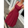 Kadın Askılı Kare Yakalı Uzun İthal Krep Elbise