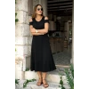 Kadın Askılı Omuzlardan Açık Midi Viskon Elbise