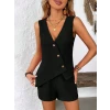 Kadın Askılı önü Düğmeli Asimetrik Detaylı Bluz Ve Astarlı Short Ikili Takım