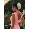 Kadın Askılı V Yakalı Uzun Triko Elbise