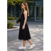 Kadın Askılı Yuvarlak Yakalı Etek Ucu Dantelli Midi Elbise