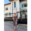 Kadın Dalgıç Kumaş Dijital Leopar Baskılı Midi Boy Elbise