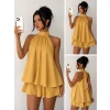 Kadın Halter Yaka Volan Detaylı Mini Elbise