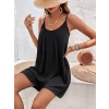 Kadın Ip Askılı Yuvarlak Yakalı Pileli Kısa Arobin Tulum