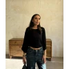 Kadın Kayık Yaka Yarasa Kol Dökümlü Kısa Bluz