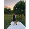 Kadın Keten Kumaş Kolsuz Mini Boy Elbise