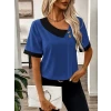 Kadın Kısa Kollu Asımetrik Yaka Detaylı Düğmeli Dubai Bluz