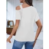 Kadın Kısa Kollu Asimetrik Yaka Detaylı Viskon Bluz