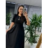 Kadın Kısa Kollu Bisiklet Yaka Fiyonk Broşlu Midi Janjan Krep Elbise