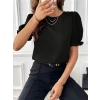 Kadın Kısa Kollu Bisiklet Yaka Kolları Gipeli İthal Krep Bluz