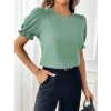 Kadın Kısa Kollu Bisiklet Yaka Kolları Gipeli İthal Krep Bluz
