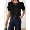 Kadın Kısa Kollu Bisiklet Yaka Kolları Gipeli İthal Krep Bluz