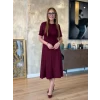 Kadın Kısa Kollu Bisiklet Yaka Midi Viskon Iki Iplik Elbise