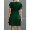 Kadın Kısa Kollu Bisiklet Yaka Mini Kiloş Janjan Krep Elbise