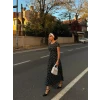 Kadın Kısa Kollu Bisiklet Yaka Puantiyeli Maksi Örme Krep Elbise