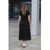 Kadın Kısa Kollu Bisiklet Yaka Yandan Yırtmaçlı Dantel Detaylı Uzun Viskon Elbise