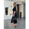 Kadın Kısa Kollu Bisiklet Yaka Yandan Yırtmaçlı Viskon Iki Iplik Elbise