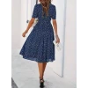 Kadın Kısa Kollu Bisiklet Yakalı Puantiyeli Kısa Süprem Elbise