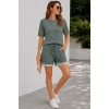 Kadın Kısa Kollu Bisiklet Yakalı Waffle Bluz Ve Short Ikili Takım