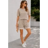 Kadın Kısa Kollu Bisiklet Yakalı Waffle Bluz Ve Short İkili Takım