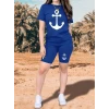 Kadın Kısa Kollu çapa Baskılı Viskon Ikili Takım