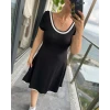 Kadın Kısa Kollu Geniş Yuvarlak Yaka Viskon Elbise