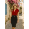 Kadın Kısa Kollu Kruvaze Yaka Krep Elbise (kemersiz)