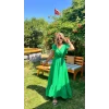 Kadın Kısa Kollu Kruvaze Yakalı Beli Lastikli Müslim Elbise