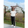 Kadın Kısa Kollu Modal Dokulu Kumaş Yanı Şeritli Takım