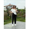Kadın Kısa Kollu Modal Dokulu Kumaş Yanı Şeritli Takım