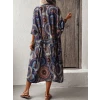 Kadın Kısa Kollu Önü Açık Belden Kuşaklı Uzun Kimono