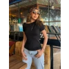 Kadın Kısa Kollu Tek Omuzu Açık Büzgülü Viskon Bluz