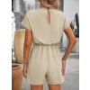 Kadın Kısa Kollu V Yakalı Beli Lastikli Kısa İthal Krep Tulum