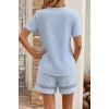 Kadın Kısa Kollu V Yakalı Bluz Ve Short İkili Takım