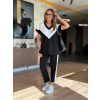 Kadın Kısa Kollu V Yakalı Çift Renkli Viskon Iki Iplik İkili Bluz Ve Pantolon Takım