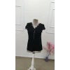 Kadın Kısa Kollu V Yakalı Dantelli Önden Düğmeli Viskon Bluz