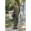 Kadın Kısa Kollu V Yakalı Iki Iplik Bluz Ve Pantolon İkili Takım