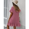 Kadın Kısa Kollu V Yakalı Kısa Puantıyeli Şifon Elbise