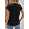 Kadın Kısa Kollu V Yakalı Önden Düğmeli Leopar Desen Detaylı Viskon Bluz