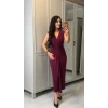 Kadın Kısa Kollu V Yakalı Önü Sarmal Detaylı Yırtmaçlı Sandy Midi Elbise