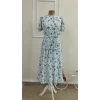 Kadın Kısa Kollu Yakalı Belden Kuşaklı Leopar Desenli Midi Süprem Elbise