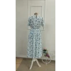 Kadın Kısa Kollu Yakalı Belden Kuşaklı Leopar Desenli Midi Süprem Elbise